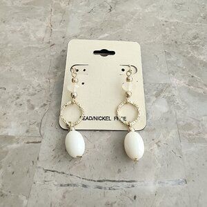 Cream and Beige Dangle Earrings